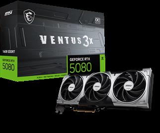 MSI VGA GEFORCE RTX 5080 16G VENTUS 3X OC RTX5080 16GB GDRR7 256 B DX12 PCIE 5.0 X16 (3XDP 1XHDMI)