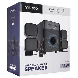 Mikado MD-360BT 2+1 38W BT-AUX-USB-FM-LED Ekran Multimedia Speaker Kumandalı