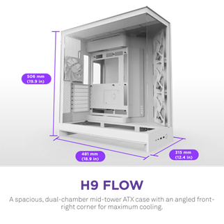 NZXT H9 FLOW 2025 CM-H92FW-01 Gaming Mid-Tower PC Kasası Beyaz