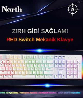 North Shield White Red Switch Türkçe Q RGB Beyaz Mekanik Gaming Klavye