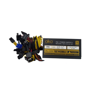 OLKO 2200, 2200W, 14cm Fan, 16xPCI-E 6+2Pin, 1x20+4Pin, 8xSata, ATX, Power Supply (PSU)