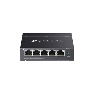 OMADA DS105GP, 5 Port Gigabit,  4 Port Gigabit PoE+, 65W, Yönetilemez, Masaüstü/Vesa Metal Kasa Sessiz Switch