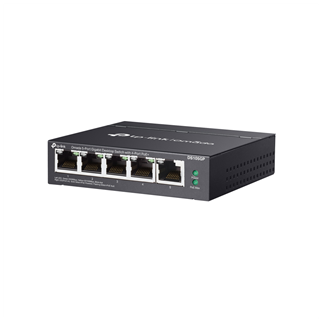 OMADA DS105GP, 5 Port Gigabit,  4 Port Gigabit PoE+, 65W, Yönetilemez, Masaüstü/Vesa Metal Kasa Sessiz Switch