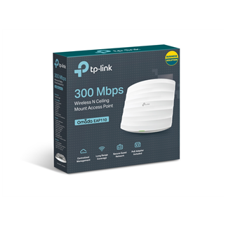OMADA EAP110, 1Port Gigabit PoE, 300Mbps, 2,4Ghz, Pasif Poe, Tavan tipi Access Point
