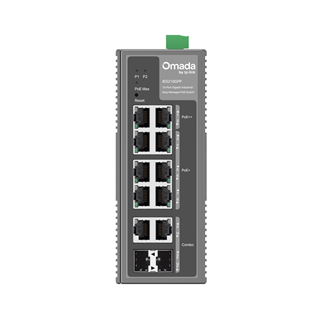 OMADA IES210GPP Industrial, 10 Port Gigabit, 6 Port Poe+, 2 Port Poe++, 2 Port Combo SFP, 240W, Yönetilebilir Endüstriyel Switch