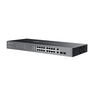 Omada ES220GMP, 16 Port Gigabit, 16 Port PoE+, 2 Port Gigabit SFP, 250W, Yönetilebilir, Rackmount Switch