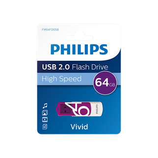 PHILIPS FM64FD05B, 64GB, USB 2.0, Vivid, Mor, Flash Disk