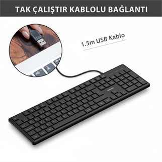 PHILIPS SPK6248B, USB Kablolu, Türkçe Q, Multimedya Klavye (Siyah)