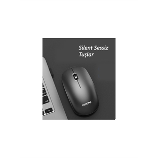 PHILIPS SPK7315B, Siyah, USB Nano 2,4Gh Kablosuz, 1200dpi, Optic, 3 Tuşlu, Sessiz Click, Mouse