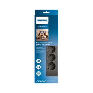 PHILIPS SPN3140A/62, 4 Soket, Akım Korumalı Priz, 900 Joules, 2Mt Kablo, (Gri)