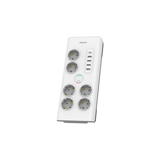 PHILIPS SPN7060WA/62, 6 Soket, Akım Korumalı Priz, 900 Joules, 2Mt Kablo, 1xUsb-C 15W Şarj, 4xUsb-A 20W, (Beyaz)