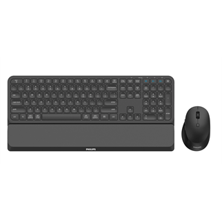 PHILIPS SPT6607B, Siyah, Türkçe Q, 2.4Ghz ve Bluetooth Kablosuz, Bilek Destekli, Multimedya Klavye Mouse Set