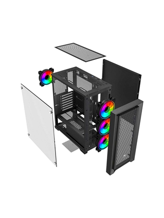 POWERBOOST 650W 80+ BRONZE PB-P705B 4-ARGB Fanlı Gaming Mid-Tower PC Kasası
