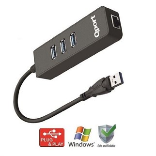 QPORT Q-U3G Gigabit  USB 3.0 Ethernet Çoklayıcı Hub