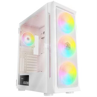 RAMPAGE 650W 80+ PROLIX MESH 4-RGB FANLI GAMING MID-TOWER PC KASASI BEYAZ