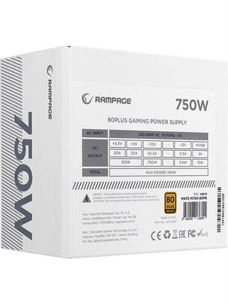 RAMPAGE 750W 80+ BRONZE MATE M750-80PB TAM MODULER POWER SUPPLY Beyaz