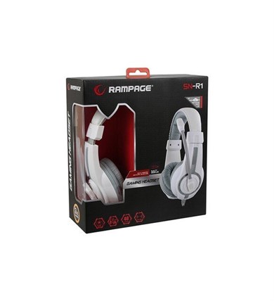 RAMPAGE SN-R1 STEREO 3,5MM JACK OYUNCU BEYAZ-GRİ GAMİNG MİKROFONLU KULAKLIK