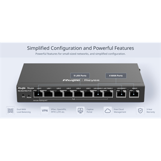 RUIJIE Reyee RG-EG210G-P-V3 10 Port Gigabit, Web  Yönetilebilir, 4 WANs, 200 Kullanıcı,