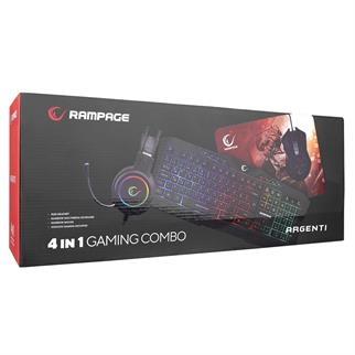 Rampage KM-404 ARGENTI Rainbow Aydınlatmalı USB Gaming Combo Q Klavye + Kulaklık + Mouse + Mousepad