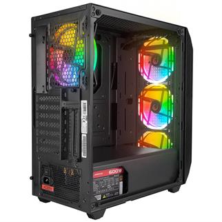 Rampage ZUKO 600W 80+ BRONZE Siyah 4-14cm Rainbow Temperli Camlı ATX Mid-T Gaming Oyuncu Kasası