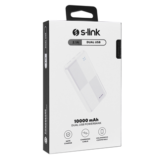S-LINK IP-G12N, Beyaz, 10.000mAh, 2xUSB, 1xMicro USB, 1xType-C, 4 LED Göstergeli, PowerBank