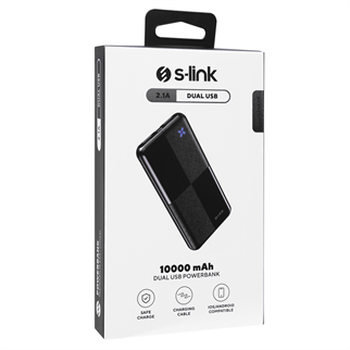 S-LINK IP-G12N, Siyah, 10.000mAh, 2xUSB, 1xMicro USB, 1xType-C, 4 LED Göstergeli, PowerBank