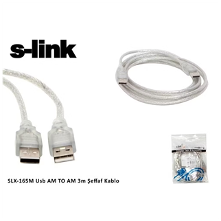 S-LINK SL-165M, İki Ucu Erkek M/M USB Kablosu, USB To USB 2.0 KABLO, 3mt