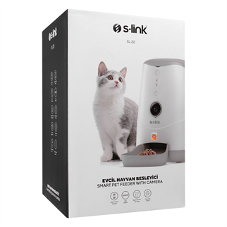 S-LINK SL-20, 3,7Litre Kapasiteli, WiFi, 1080P Kameralı, İyi Yönlü Ses, Tuya Destekli, Otomatik Yem Kabı