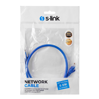 S-LINK SL-CAT606BL CAT6 Patch 60CM Kablo (Mavi)
