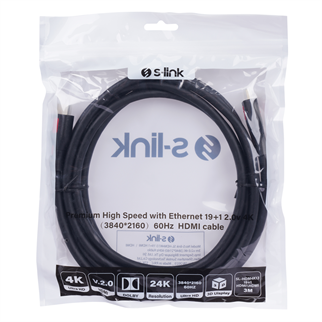 S-LINK SL-HDM4K13, 4K UHD, HDMI v2,0 Kablo.3mt. 60Hz.
