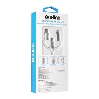 S-LINK SL-IPH20 2metre HDMI to 3 in 1 Görüntü Aktarıcı Kablo Mobil Telefon Uyumlu