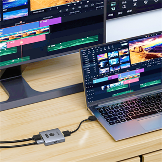 S-LINK SL-LU602C, 2xHDMI, 1Type-C, 4K, 60Hz, Monitör Çoklayıcı (1PC-2Monitör veya 2PC- 1Monitör) Çift Yönlü Switch