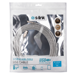 S-LINK SL-U2005, USB Yazıcı Kablosu, 5 Metre