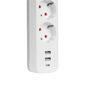 S-LINK SPG03TC, 3 Soket, Akım Korumalı Priz, 1x Type-C, 2xUSB 5V 4A, 1.5Mt %100 Bakır 1mm Kablo, 750 Joule (Beyaz)