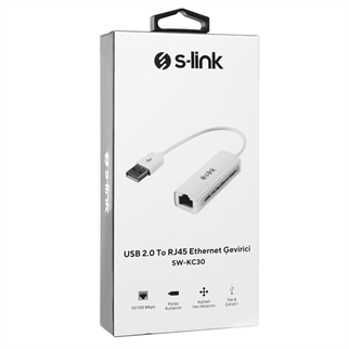 S-LINK SW-KC30, USB2.0 To RJ45, Ethernet Kartı