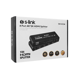 S-LINK SW-KC34, HDMI Çoklayıcı, 1Giriş, 4Çıkış, (1PC-4Monitör)