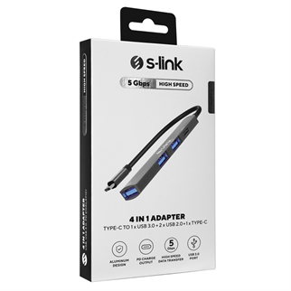 S-LINK SWV-USBC023, Type-C to 2xUSB 2.0, 1xUSB 3.0, 1xType-C Metal, USB HUB