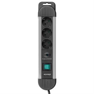 S-LINK Swapp SPGKS03 1.5m 3G1.5mm2 900 Joule 3-lü Akım Kor. Gri Priz Çoklayıcı