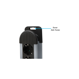 S-LINK Swapp SPGKS03, 3 Soket, Akım Korumalı Priz, 1.5Mt Kablo, 900 Joule (Gri) %100 Bakır