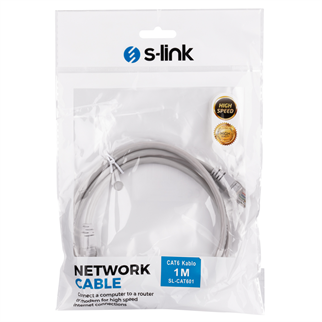 S-Link SL-CAT601, CAT6 Patch, 1Mt Kablo (Gri)