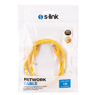 S-Link SL-CAT601YE, CAT6 Patch, 1Mt Kablo (Sarı)