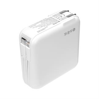 S-link G150 15000mAh Lightning+Type-C Kablolu Powerbank Beyaz PD22.5W LCD AC Prizli Taşınabilir Pil Şarj Cihazı