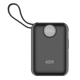 S-link G450 20000mAh PD45W+QC3.0 Dahili Kablolu Siyah LCD Taşınabilir Pil Şarj Cihazı Powerbank