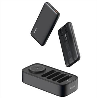 S-link IP-DS40 4 Adet 10000mAH Powerbank li  15W Kablosuz Şarj Siyah Taşınabilir Şarj İstasyonu