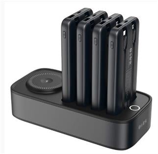 S-link IP-DS40 4 Adet 10000mAH Powerbank li  15W Kablosuz Şarj Siyah Taşınabilir Şarj İstasyonu