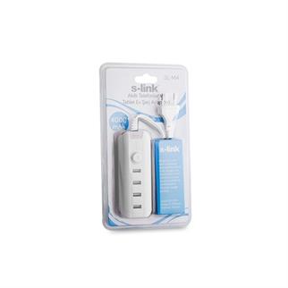 S-link SL-M4 Akıllı Telefonlar ve Tablet 4000mAh 4*Usb Port Beyaz Ev Şarj Adaptör
