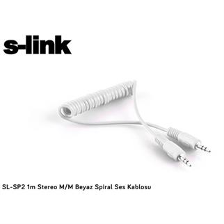 S-link SL-SP2 1m Stereo M/M Beyaz Spiral Ses Kablosu