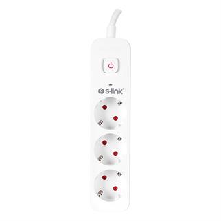S-link SPG301S 1.5m 3x1.5mm 100% Bakır 750 Joule 3 lü Anahtarlı Akım Korumalı Priz