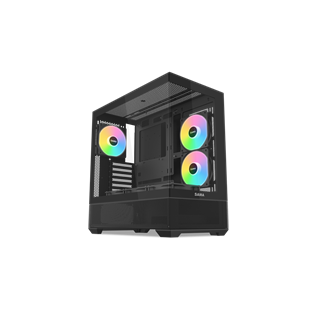 SAMA V40BK Black, B750BK 750W, 80+ Bronze, PCIE 5.1, ATX3.1, Tempered Glass Panel, Panoramic Tasarım, Type-C, 6x120mm ARGB Fan, ATX, GAMING KASA