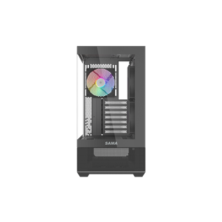 SAMA V40BK Black, B750BK 750W, 80+ Bronze, PCIE 5.1, ATX3.1, Tempered Glass Panel, Panoramic Tasarım, Type-C, 6x120mm ARGB Fan, ATX, GAMING KASA